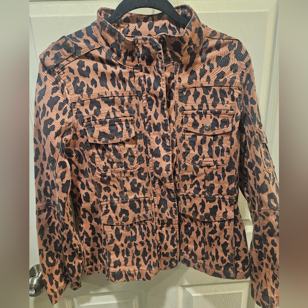 Kensie Leopard Print Utility Jacket - image 1